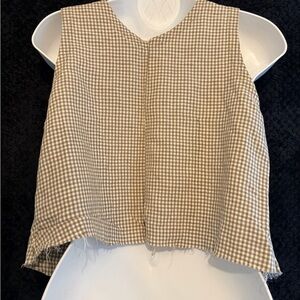 Vintage Brown Gingham Crop Sleeveless Top